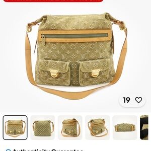 Louis Vuitton Vintage Green Monogram Buggy Denim Bag